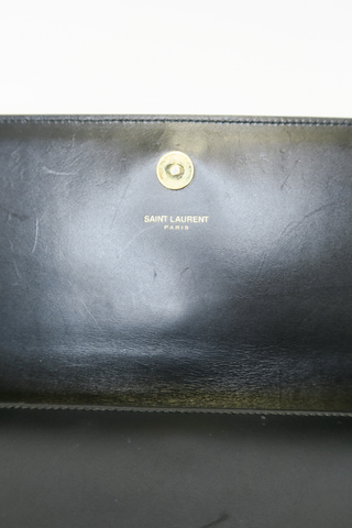 Saint Laurent Leather Cassandre Clutch - Designer clutch at The Find Luxury Resale - Vancouver, Canada