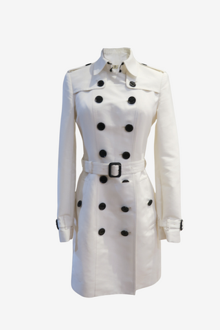 Burberry White Trench sz 4 - Designer Coat at The Find Luxury Resale - Vancouver, Canada