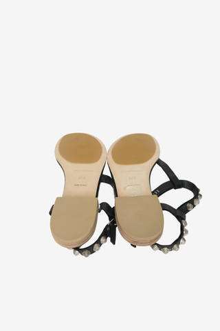 Balenciaga Leather Studded Accents T-Strap Sandals sz 37.5 - Designer shoes at The Find Luxury Resale - Vancouver, Canada