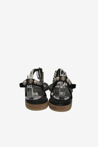 Balenciaga Leather Studded Accents T-Strap Sandals sz 37.5 - Designer shoes at The Find Luxury Resale - Vancouver, Canada