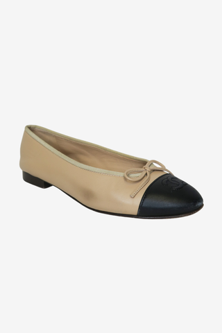 Chanel Interlocking CC Logo Leather Ballet Flats sz 36.5 - Designer Flats at The Find Luxury Resale - Vancouver, Canada