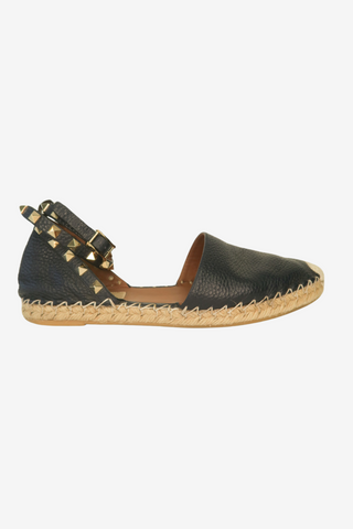 Valentino Rockstud Accents Leather Espadrilles sz 37 - Designer espadrilles at The Find Luxury Resale - Vancouver, Canada