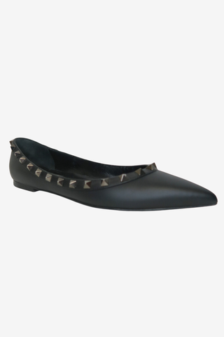 Valentino Rockstud Flat Black Sz 37 - Designer Flats at The Find Luxury Resale - Vancouver, Canada