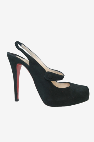 Christian Louboutin Suede Slingback Pumps sz 37.5 - Designer sandals at The Find Luxury Resale - Vancouver, Canada