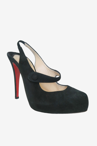 Christian Louboutin Suede Slingback Pumps sz 37.5 - Designer sandals at The Find Luxury Resale - Vancouver, Canada