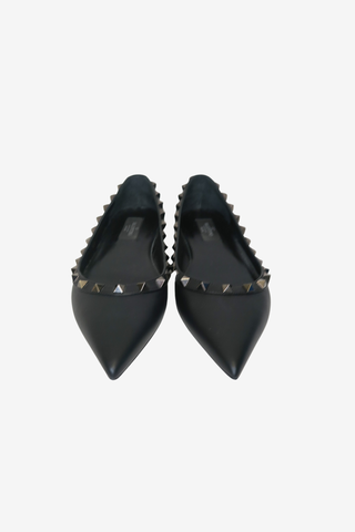 Valentino Rockstud Flat Black Sz 37 - Designer Flats at The Find Luxury Resale - Vancouver, Canada