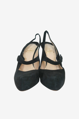 Christian Louboutin Suede Slingback Pumps sz 37.5 - Designer sandals at The Find Luxury Resale - Vancouver, Canada