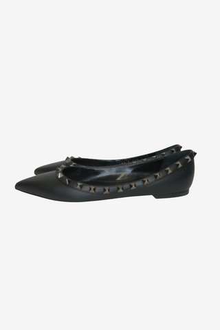 Valentino Rockstud Flat Black Sz 37 - Designer Flats at The Find Luxury Resale - Vancouver, Canada