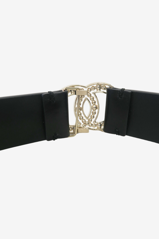 Chanel Black Logo Crystal Waist Belt - Designer belt at The Find Luxury Resale - Vancouver, Canada
