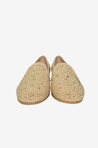 Stuart Weitzman Suede Studded Accents Loafers sz 7 - Designer shoes at The Find Luxury Resale - Vancouver, Canada