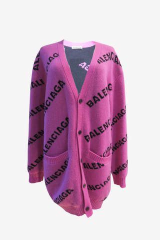 Balenciaga Logo Knit Cardigan Sz L - Designer cardigan at The Find Luxury Resale - Vancouver, Canada