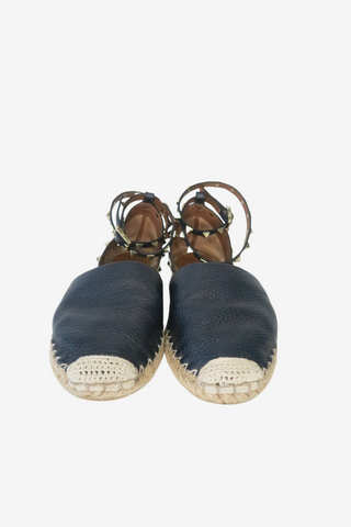 Valentino Rockstud Accents Leather Espadrilles sz 37 - Designer espadrilles at The Find Luxury Resale - Vancouver, Canada