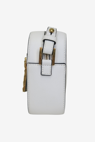 Versace Vitello Virtus Camera Bag White - Designer Handbags at The Find Luxury Resale - Vancouver, Canada