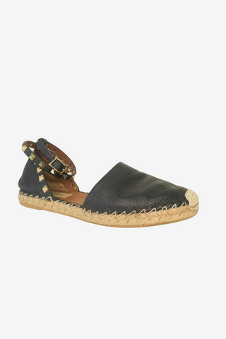 Valentino Rockstud Accents Leather Espadrilles sz 37 - Designer espadrilles at The Find Luxury Resale - Vancouver, Canada