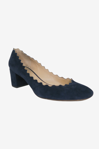 Chloe Scalloped Suede Pump Sz 38 - Designer shoes at The Find Luxury Resale - Vancouver, Canada