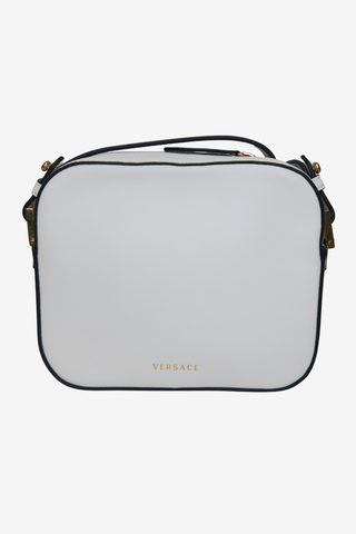 Versace Vitello Virtus Camera Bag White - Designer Handbags at The Find Luxury Resale - Vancouver, Canada