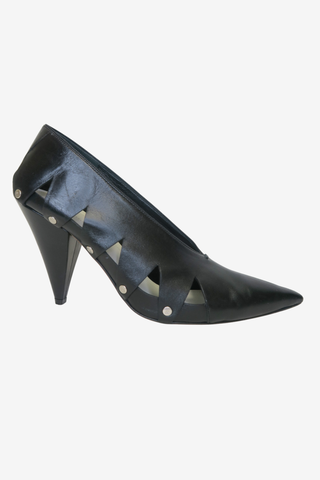 Celine Black Leather Cut Out Heels Sz 38 - Designer heels at The Find Luxury Resale - Vancouver, Canada