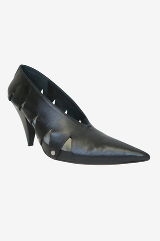 Celine Black Leather Cut Out Heels Sz 38 - Designer heels at The Find Luxury Resale - Vancouver, Canada