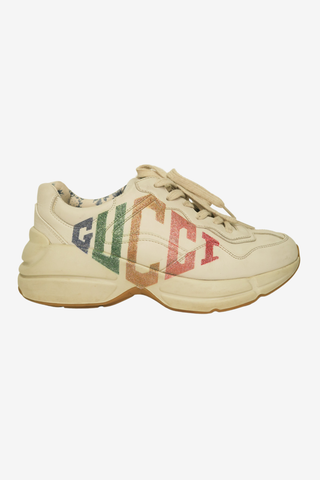 Gucci Leather Printed Chunky Sneakers sz 37.5 - Designer shoes at The Find Luxury Resale - Vancouver, Canada