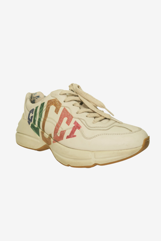 Gucci Leather Printed Chunky Sneakers sz 37.5 - Designer shoes at The Find Luxury Resale - Vancouver, Canada