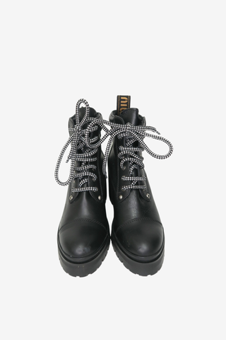 Miu Miu Leather Combat Boots sz 37 - Designer shoes at The Find Luxury Resale - Vancouver, Canada
