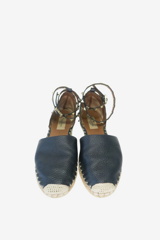 Valentino Rockstud Accents Leather Espadrilles sz 37 - Designer espadrilles at The Find Luxury Resale - Vancouver, Canada