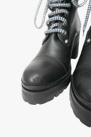 Miu Miu Leather Combat Boots sz 37 - Designer shoes at The Find Luxury Resale - Vancouver, Canada