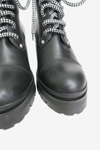 Miu Miu Leather Combat Boots sz 37 - Designer shoes at The Find Luxury Resale - Vancouver, Canada