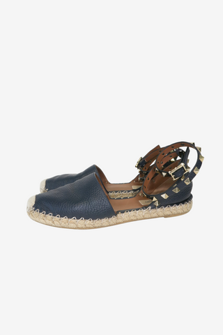Valentino Rockstud Accents Leather Espadrilles sz 37 - Designer espadrilles at The Find Luxury Resale - Vancouver, Canada