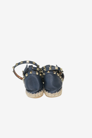 Valentino Rockstud Accents Leather Espadrilles sz 37 - Designer espadrilles at The Find Luxury Resale - Vancouver, Canada