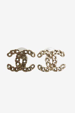 Chanel CC Chain Link Stud Earrings - Designer Earrings at The Find Luxury Resale - Vancouver, Canada
