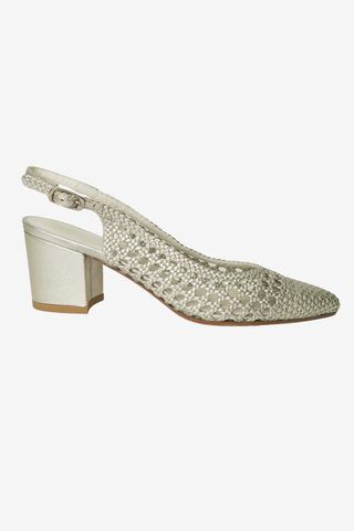 Stuart Weitzman Metallic Slingbacks Sz 6 - Designer shoes at The Find Luxury Resale - Vancouver, Canada