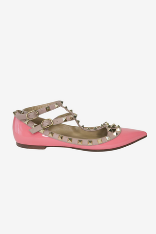 Valentino Rockstud Accents Leather Ballet Flats sz 37 - Designer Flats at The Find Luxury Resale - Vancouver, Canada