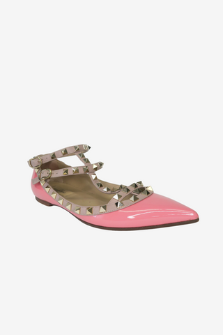 Valentino Rockstud Accents Leather Ballet Flats sz 37 - Designer Flats at The Find Luxury Resale - Vancouver, Canada