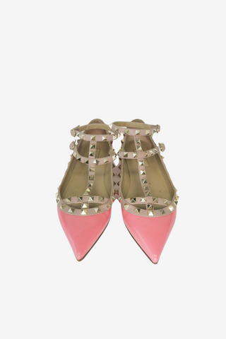 Valentino Rockstud Accents Leather Ballet Flats sz 37 - Designer Flats at The Find Luxury Resale - Vancouver, Canada