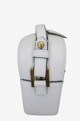 Versace Vitello Virtus Camera Bag White - Designer Handbags at The Find Luxury Resale - Vancouver, Canada