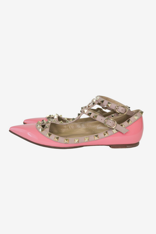 Valentino Rockstud Accents Leather Ballet Flats sz 37 - Designer Flats at The Find Luxury Resale - Vancouver, Canada