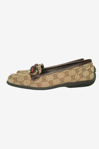 Gucci Canvas Printed Loafers sz 8 - Designer Loafers at The Find Luxury Resale - Vancouver, Canada