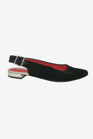 Stuart Weitzman Suede Sling Back Flats sz 7.5 - Designer shoes at The Find Luxury Resale - Vancouver, Canada