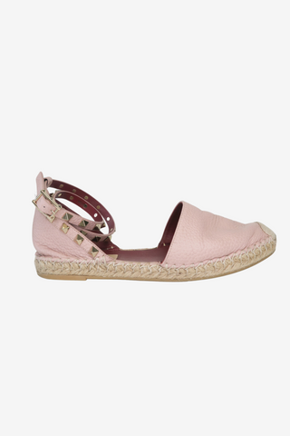 Valentino Rockstud Accents Leather Espadrilles sz 37 - Designer espadrilles at The Find Luxury Resale - Vancouver, Canada