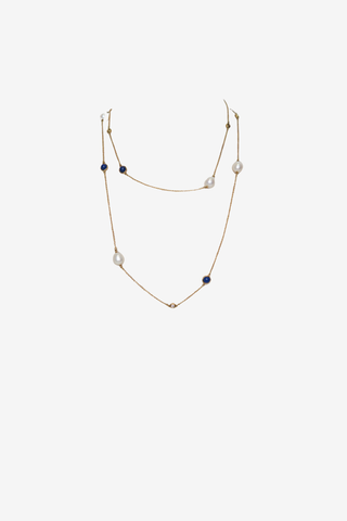 Tiffany & Co. 18K Pearl, Diamond & Lapis Color by the Yard Sprinkle Necklace - Designer Necklace at The Find Luxury Resale - Vancouver, Canada