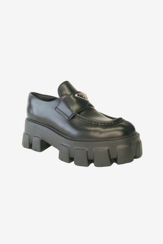 Prada Monolith Leather Platform Loafers sz 36.5 - Designer shoes at The Find Luxury Resale - Vancouver, Canada