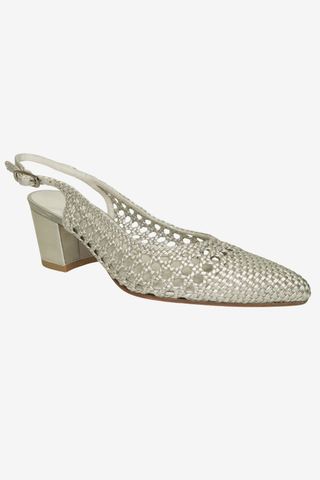 Stuart Weitzman Metallic Slingbacks Sz 6 - Designer shoes at The Find Luxury Resale - Vancouver, Canada