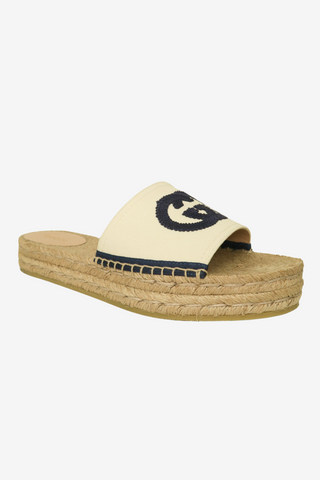 Gucci Jute Printed Espadrilles sz 38 - Designer shoes at The Find Luxury Resale - Vancouver, Canada