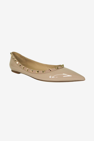 Valentino Rockstud Accents Leather Ballet Flats sz 40 - Designer Flats at The Find Luxury Resale - Vancouver, Canada