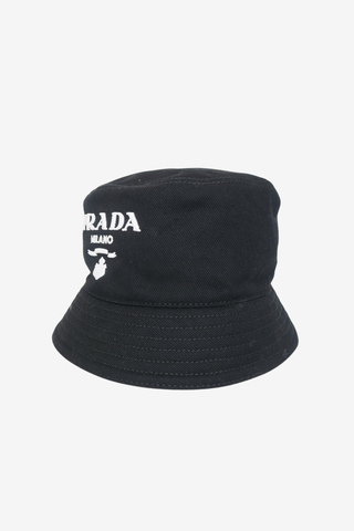 Prada Logo Embroidered Bucket Hat - Designer Hats at The Find Luxury Resale - Vancouver, Canada