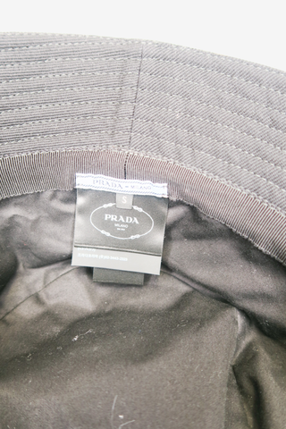 Prada Logo Embroidered Bucket Hat - Designer Hats at The Find Luxury Resale - Vancouver, Canada