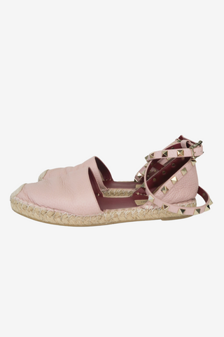 Valentino Rockstud Accents Leather Espadrilles sz 37 - Designer espadrilles at The Find Luxury Resale - Vancouver, Canada