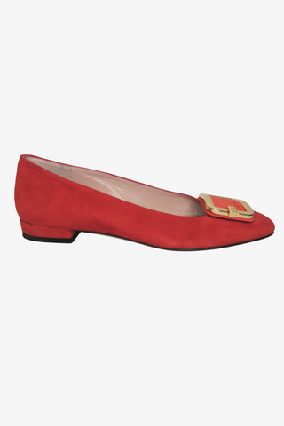 Stuart Weitzman Red Flats Sz 7.5 - Designer shoes at The Find Luxury Resale - Vancouver, Canada