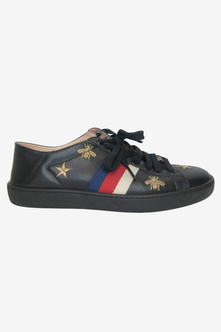 Gucci Leather Sneakers Sz 35.5 - Designer shoes at The Find Luxury Resale - Vancouver, Canada